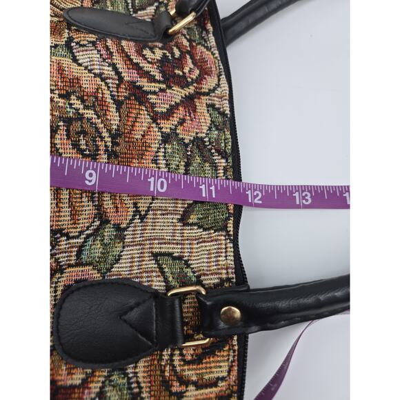 Vtg 80s Cottagecore Boho Floral Rose Tapestry Shoulder Bag Purse Grandma - Picture 11 of 14